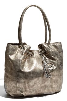 Michael by Michael Kors Ring Embossed Washed Metallic Leather Tote - Lyst