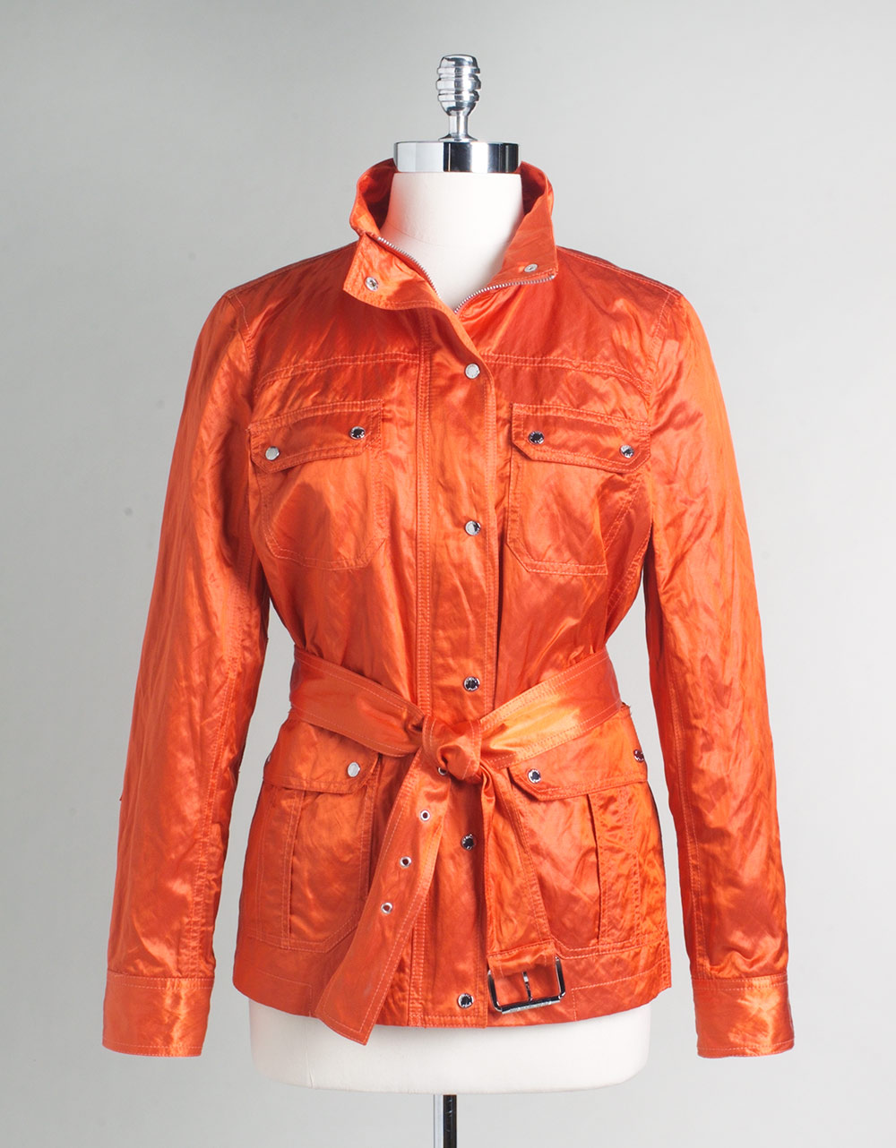 Michael Michael Kors Petites Lightweight Belted Jacket in Orange (dark