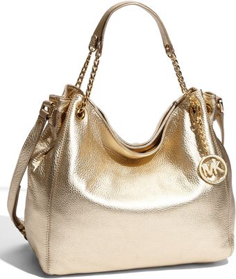 Michael by Michael Kors Jet Set - Large Metallic Leather Shoulder Tote - Lyst