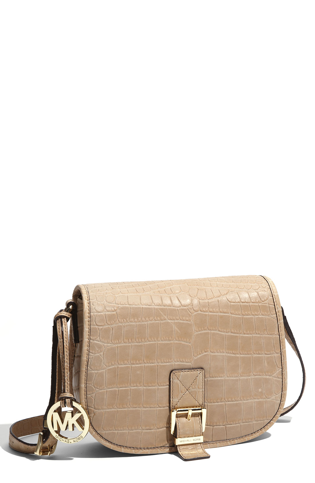 Michael Michael Kors Saddle Medium Croc Embossed Crossbody Bag in