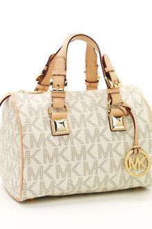 Michael by Michael Kors Grayson Small Logo Satchel, Vanilla - Lyst