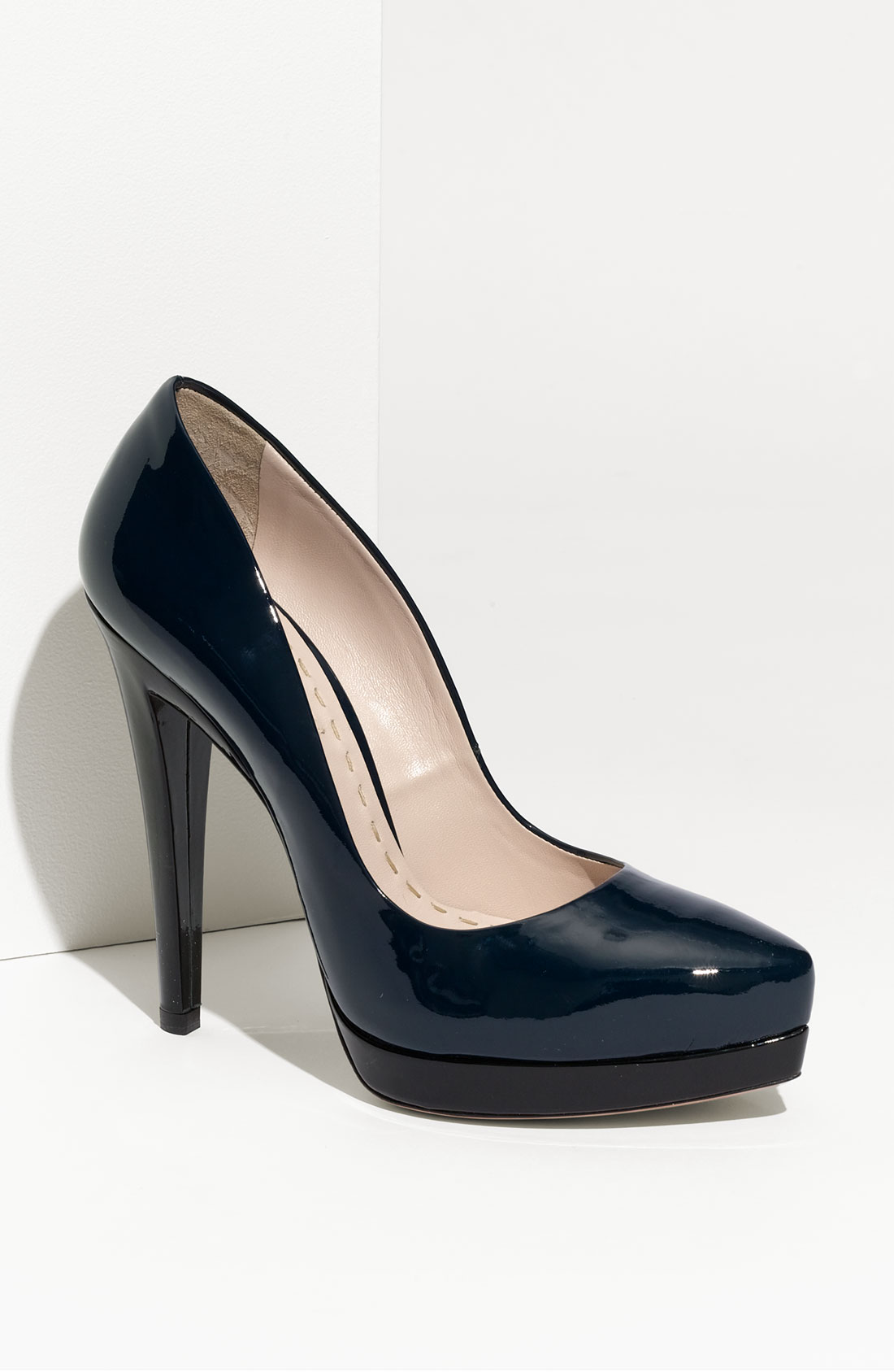 miu miu leather platform pumps