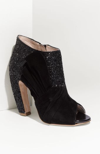 Miu Miu Open Toe Glitter Ankle Boot - Lyst