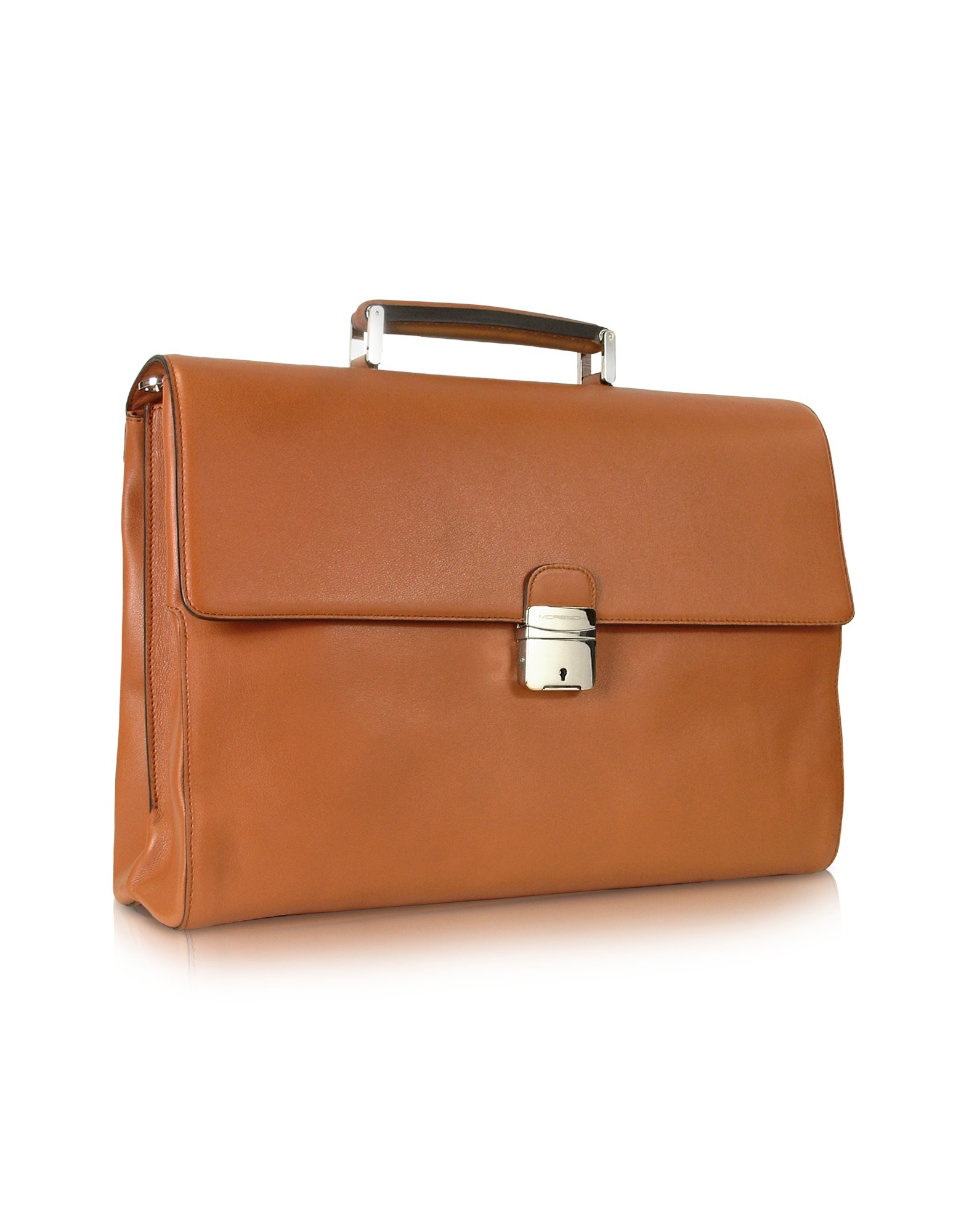 Moreschi Double Gusset Leather Briefcase W/laptop Sleeve in Black for