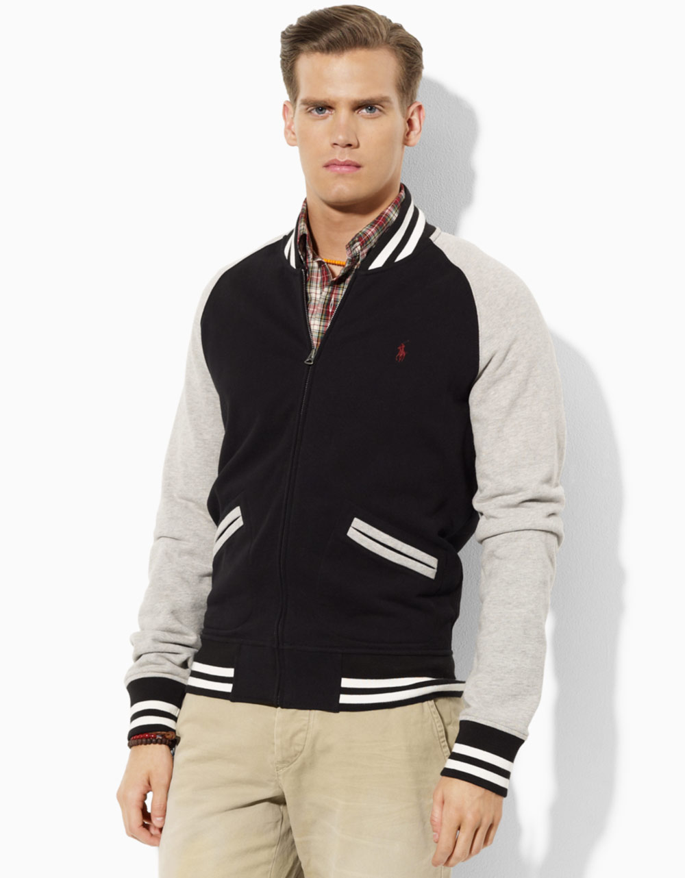 Polo Ralph Lauren Fleece Baseball Jacket in Black for Men (polo black) | Lyst