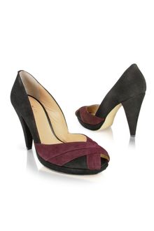Un Deux Trois Two-tone Plum & Black Suede Platform Pump Shoes - Lyst
