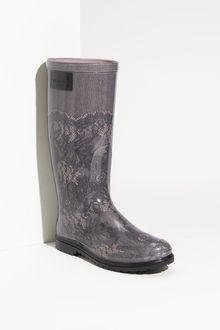 Valentino Black Lace Print Rubber Rain Boot - Lyst