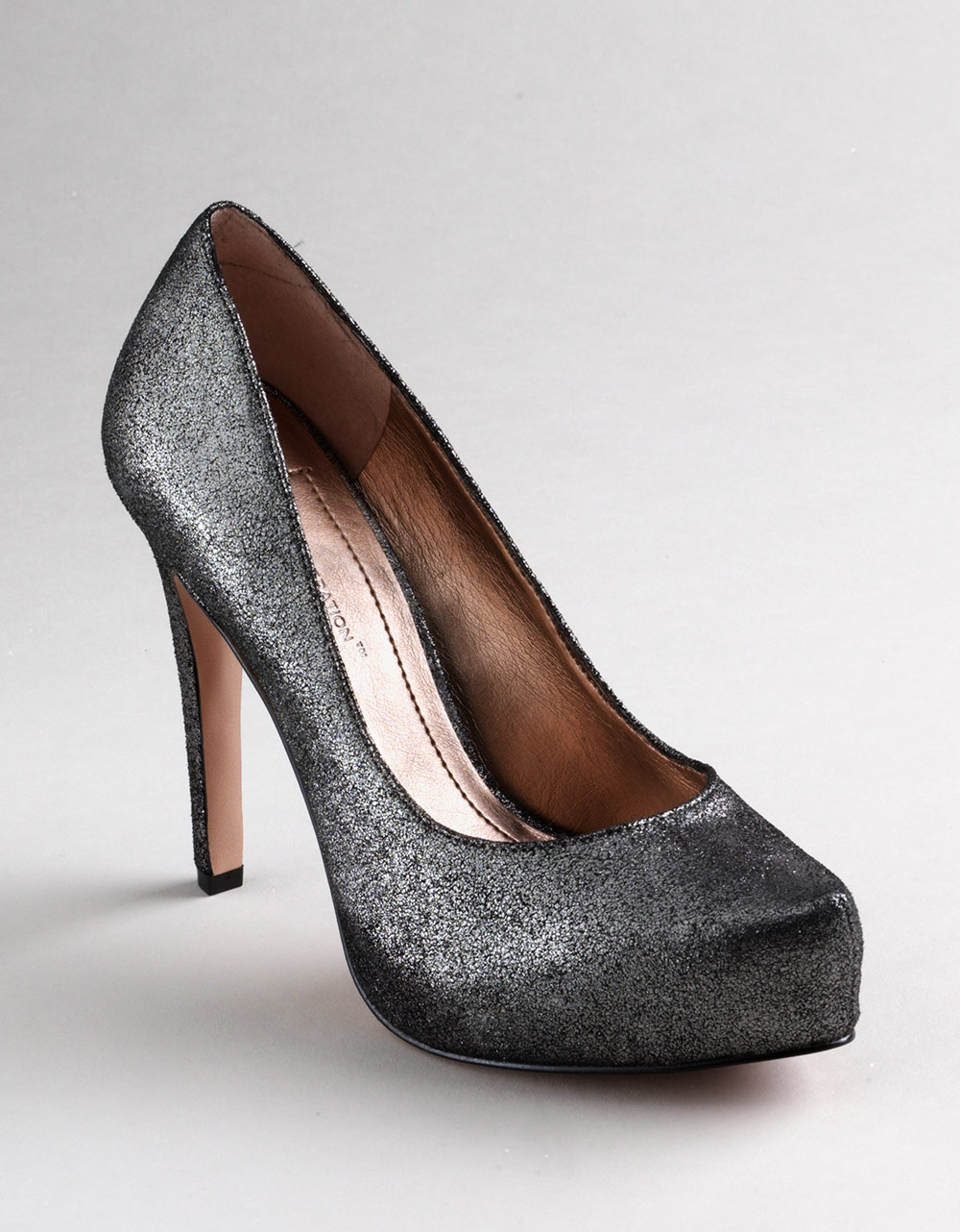 silver closed toe pumps