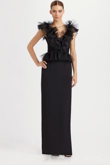 Notte By Marchesa Ruffled Silk Gown - Lyst