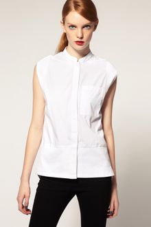 ASOS Collection Asos White Sleeveless Shirt with Textured Panels - Lyst