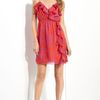 Milly Tiger Print Chiffon Dress in Red (geranium/ hydrangea) - Lyst