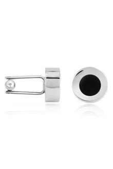 Forzieri Black Enamel Disc Silver Plated Cuff Links - Lyst