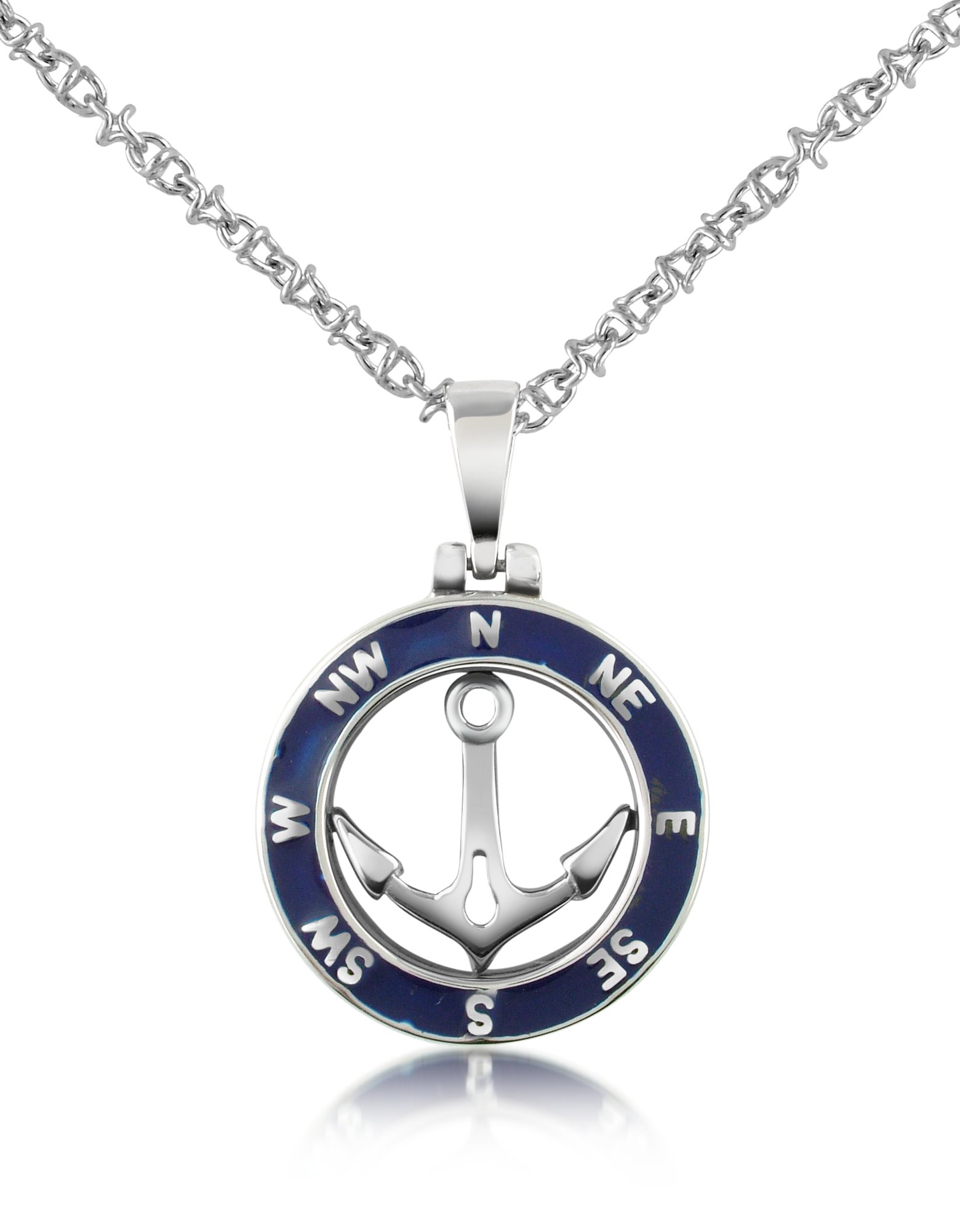 Forzieri Stainless Steel Anchor Pendant Necklace in Silver for Men