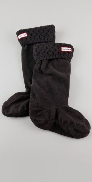 Hunter Basket Knit Welly Socks in Black - Lyst