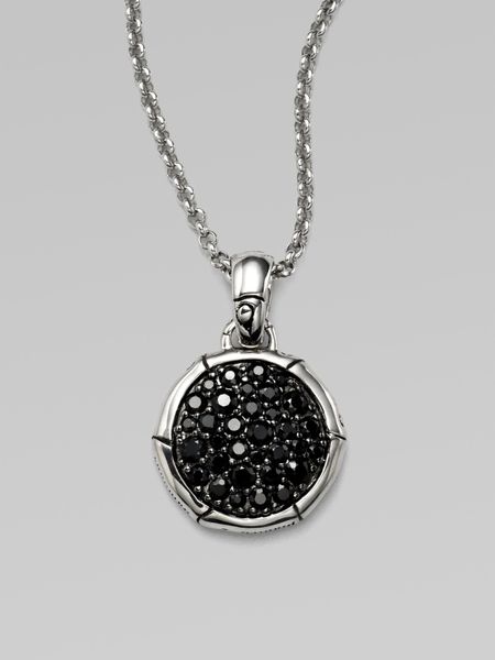 John Hardy Black Sapphire Accented Sterling Silver Bamboo Pendant Necklace in Silver - Lyst