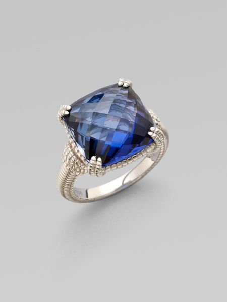 Judith Ripka Blue Corundum  Sterling Silver Cushion Ring in Silver