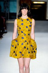 Roksanda Ilincic Spring 2012 Mustard And Indigo Floral Print Dress