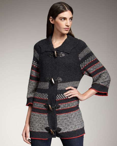 Splendid Fair Isle Toggle Sweater in Blue (charcoal) - Lyst