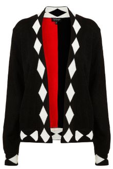 Topshop Knitted Diamond Print Cardigan - Lyst