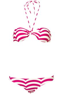 Topshop Scallop Stripe Bandeau Bikini - Lyst