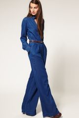 ASOS Collection Asos Denim Frill Collar Jumpsuit