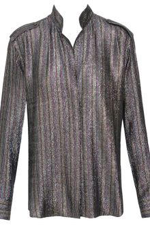 Balmain Metallic Silk-blend Blouse - Lyst