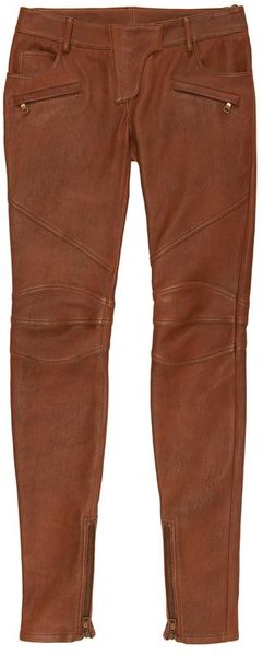  Leather Biker Trousers with Zip Detail 