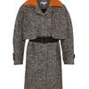 Carven Tweed Capecoat with Leather Collar in Black - Lyst