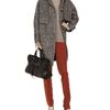 Carven Tweed Capecoat with Leather Collar in Black - Lyst