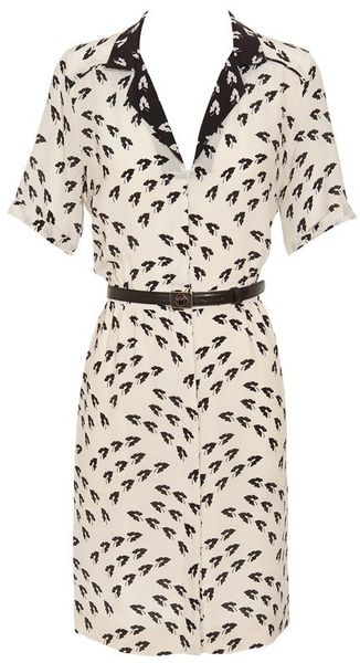  Silk Shirtdress with Leaf-print 