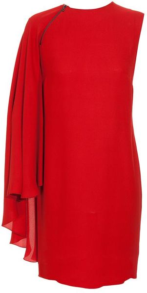 Lanvin Asymmetric Crepe Silk-blend Cape Dress - Lyst