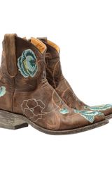 Mexicana Leather Cowboy Boots with Floral Embroidery