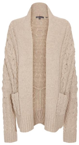 Vince Yakwool Chunky Knit Cardigan in Beige (natural) - Lyst