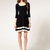 Asos Collection Asos Contrast Fit and Flare Knitted Dress in Black - Lyst
