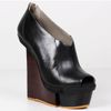 Finsk Black Fender Cutout Wedge Peep Toe in Black - Lyst
