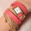 La Mer Collections Tokyo Crystal Wrap Watch in Pink (coral) - Lyst