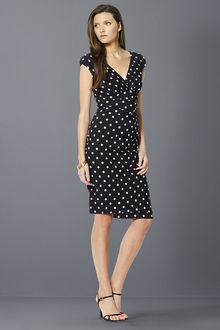 Lauren by Ralph Lauren Cap Sleeve V-neck Matte Jersey Dress - Lyst