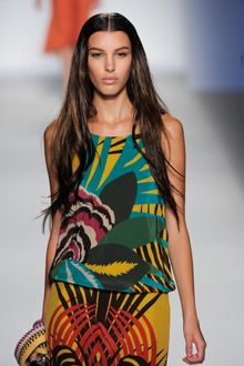 Alberta Ferretti Spring 2012 Yellow Sheer Printed Midi Skirt  - Lyst