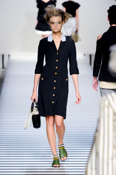 Fendi Spring 2012 Button Down Dress in Black - Lyst