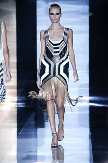 Gucci Spring 2012 Metallic Multicolor Sleeveless Cocktail Dress With Art Deco Print And Fringed Bottom - Lyst