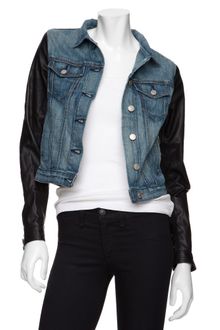 Rag & Bone Exclusive Leather Sleeve Denim Jacket - Lyst