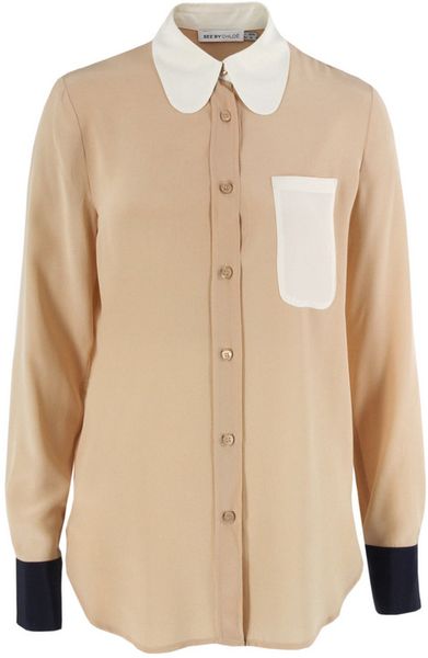 See By Chloé Nude Silk Shirt in Beige (nude) - Lyst
