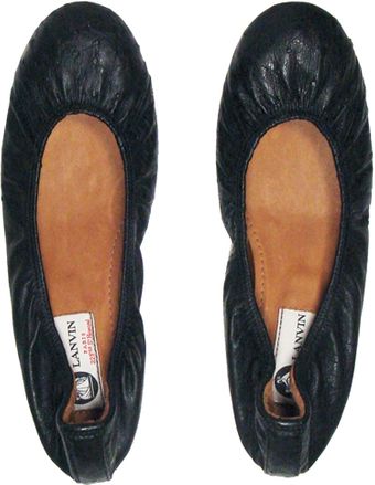 Lanvin Ostrich Ballet Flats in Black - Lyst