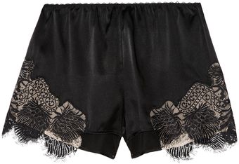 Julien Macdonald Lace-trimmed Stretch Silk-satin Shorts - Lyst