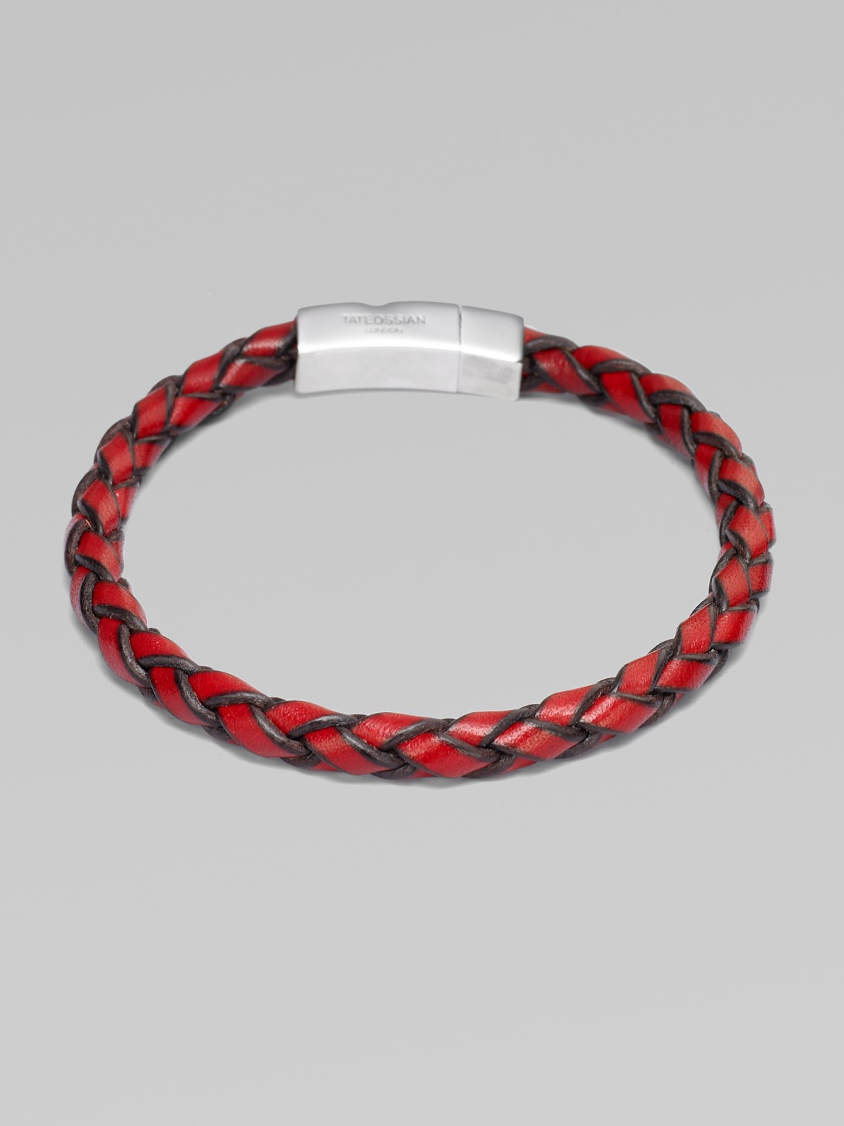 Tateossian Handbraided Leather Bracelet in Red for Men Lyst