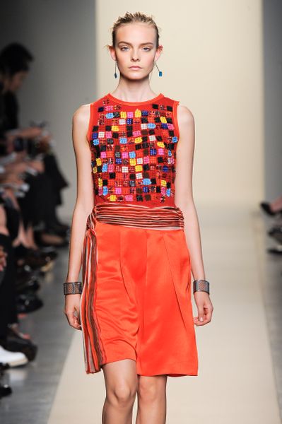 Bottega Veneta Spring 2012 Orange Sleeveless Top with Crochet Detailing in Orange (brown, orange) - Lyst