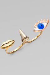 Delfina Delettrez 18k Gold Triple Anatomik Double Finger Ring