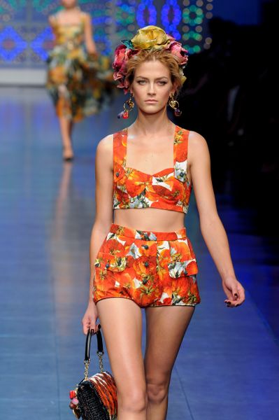 Dolce & Gabbana Spring 2012 Red Tomato Print High Waisted Mini Shorts in Orange - Lyst