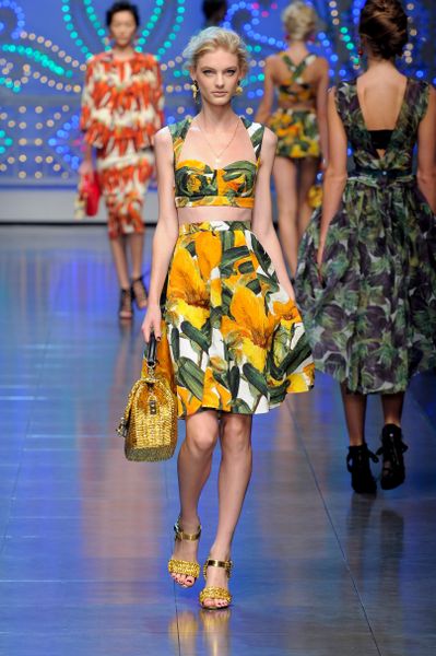 Dolce & Gabbana Spring 2012 Vegetable Print Bustier Top in Yellow - Lyst