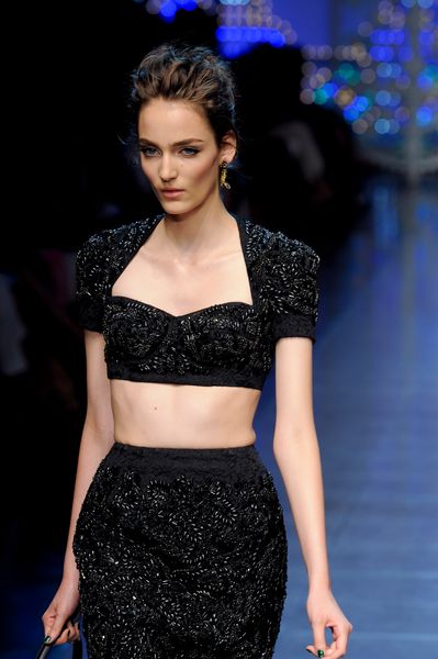 Dolce & Gabbana Spring 2012 Corset Laced Open Toe Heels  in Black - Lyst